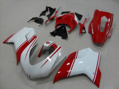 Carenado Ducati 848 1098 1198 2007-2014 - Blanco & Rojo Carrera Versión