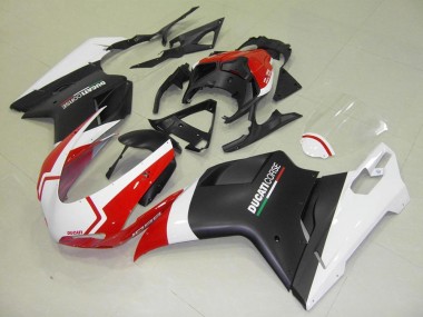 Carenado Ducati 848 1098 1198 2007-2014 - Negro Mate Blanco Rojo