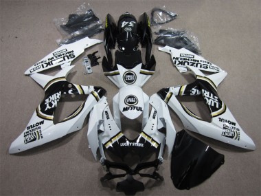 Carenado Suzuki GSXR 600 K8 2008-2010 - Blanco Lucky Strike Negro Motul