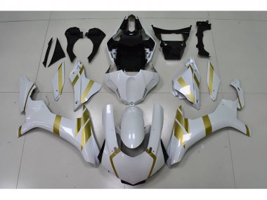 Carenado Yamaha R1 2015-2019 - Blanco con Oro Calcomanía