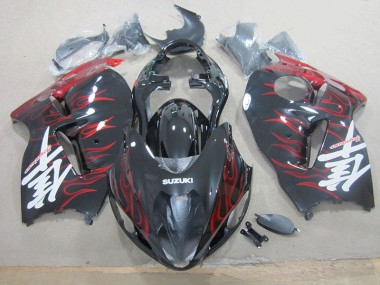 Plástica Suzuki GSXR 1300 Hayabusa 1996-2007 - Negro Rojo Llama